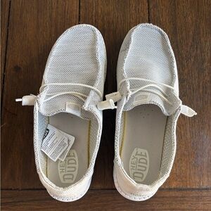 Hey Dude Stone White Stretch Shoes